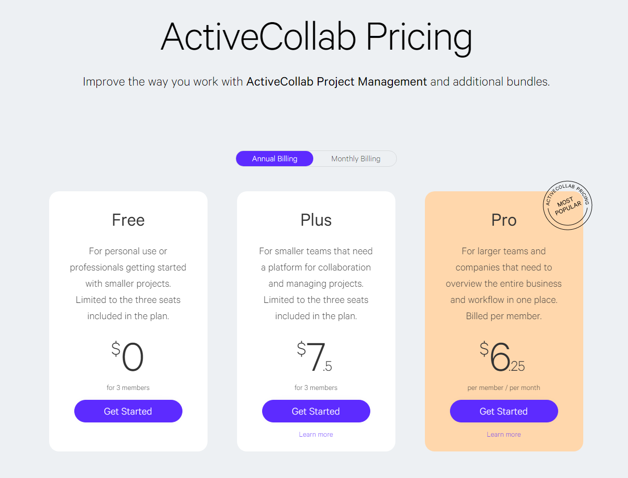 ActiveCollab Pricing Page Designs Example Draftss