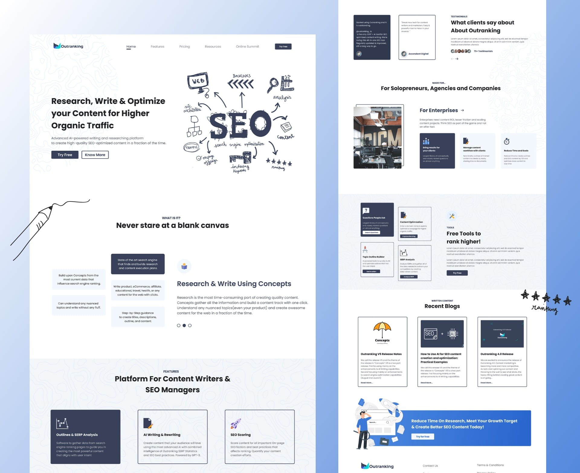 Modern website UI design with clean layout and visual elements