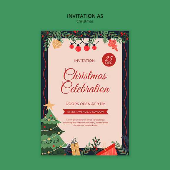 Invitation design for Christmas party.