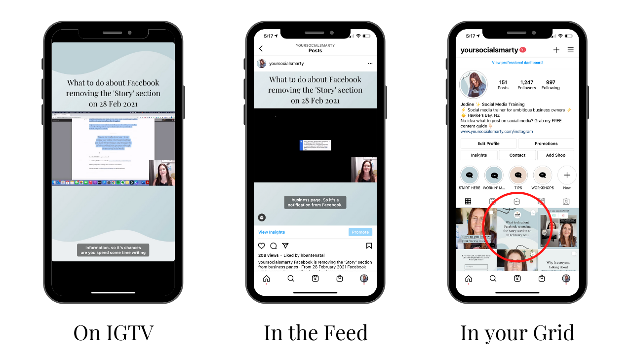 IGTV, feed and grid 