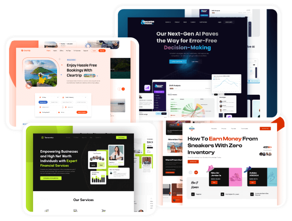 Multiple examples of a creative landing page