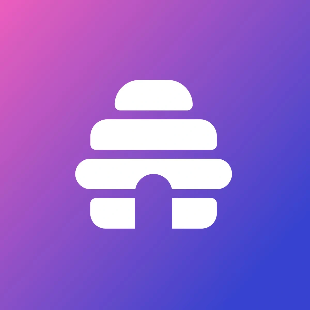 Purple & pink gradient logo of beehive