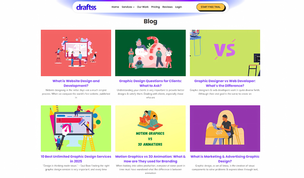 Draftss design blog page