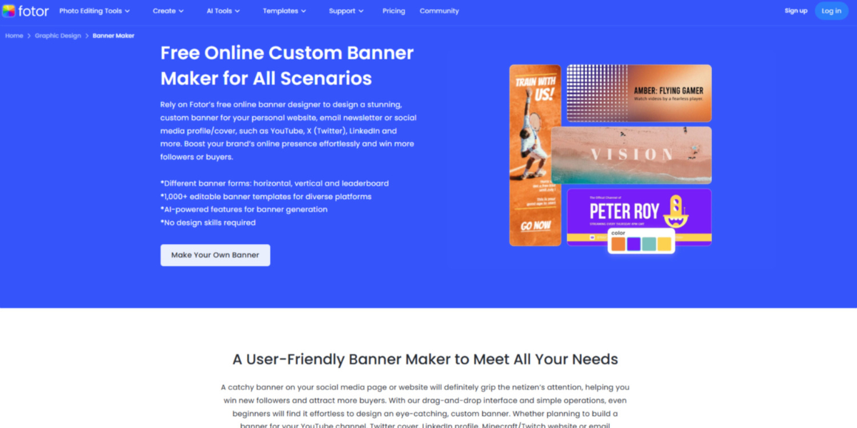 Fotor custom banner maker.