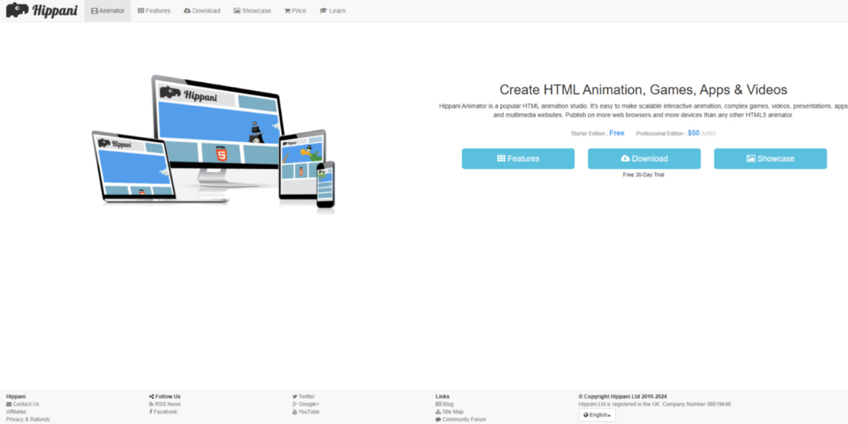 Hippo Animator homepage.