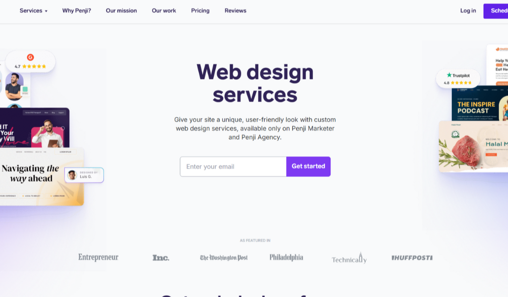 Penji's web design service homepage.