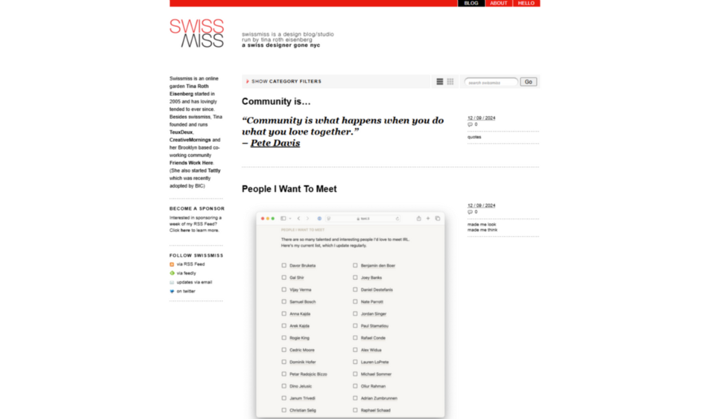 Swiss Miss blog for design & creativity.