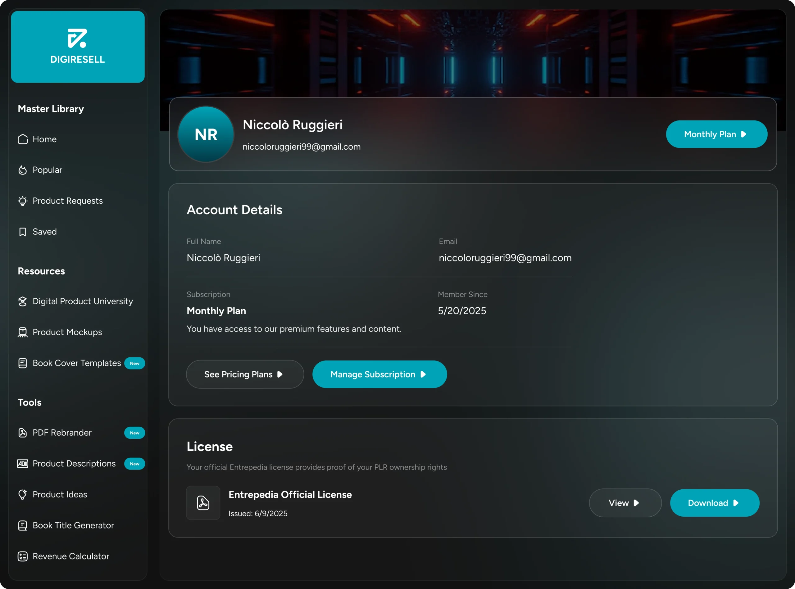 Dashboard UI design for Digiresell, intuitive account management interface focused on seamless navigation and user-friendly experience, enabling easy access and control of user information, designed by Draftss, unlimited UI design, dashboard design example, unlimited graphic design, draftss, app ui design