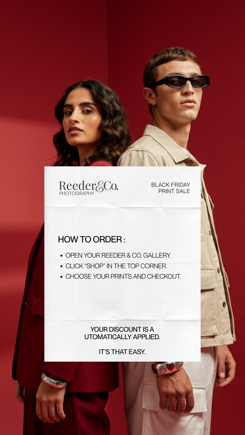 Instagram Story design for Reeder & Co Photography promoting their Black Friday print sale, created for the Draftss portfolio under the unlimited graphic designs service.
