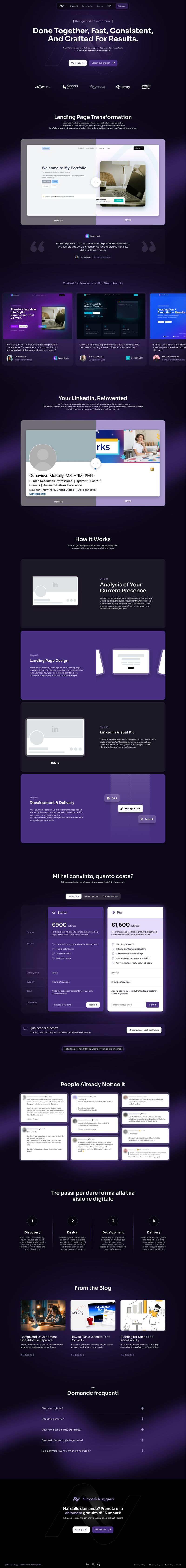 Before-and-after service page design for Niccolò showing transformations and layout improvements, created by Draftss for the Draftss portfolio within our unlimited graphic designs service.