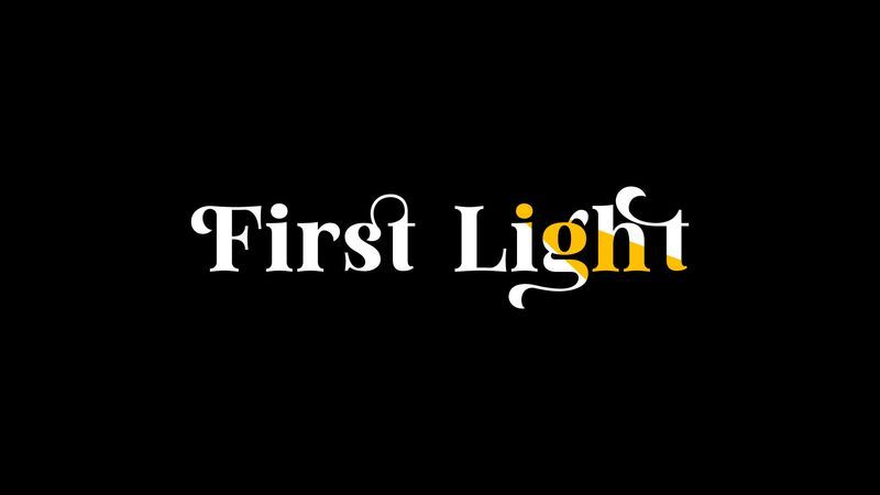 Logo design for First Light, an emotional fitness tracker focused on emotional health and wellness, featuring a serif wordmark on a black background; part of the Draftss portfolio showcasing unlimited logo and brand identity design.