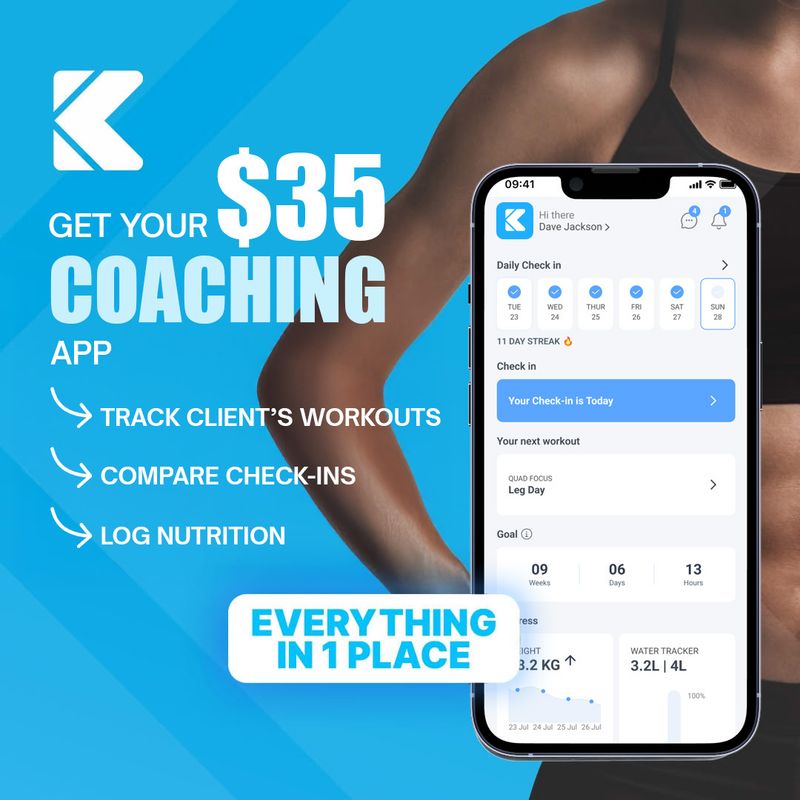 Kahunas coaching app feature highlight post showcasing workout tracking interface, part of the Draftss portfolio for social media design