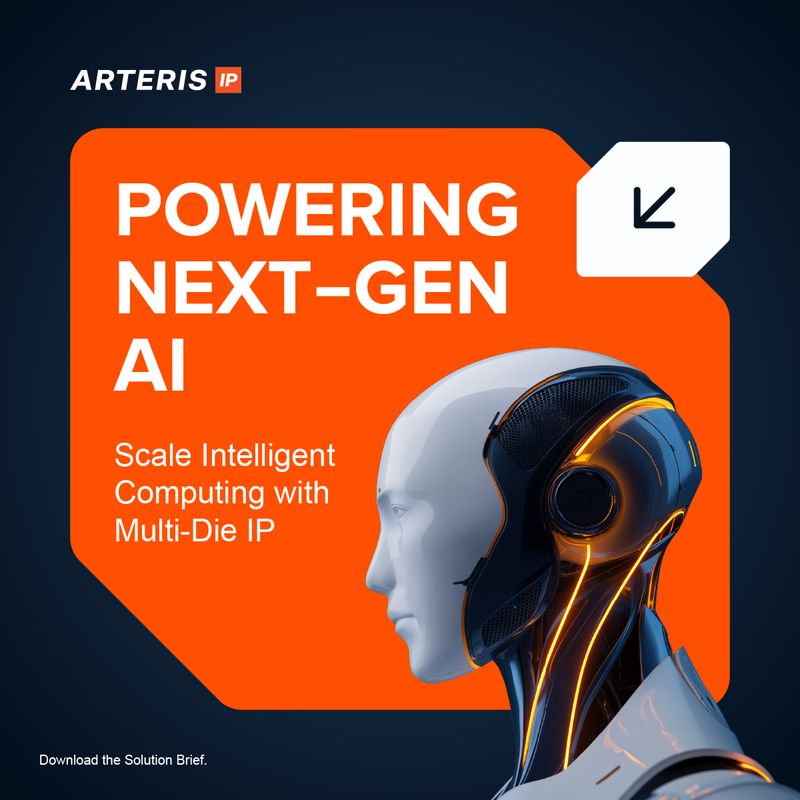 LinkedIn ad promoting Arteris IP next generation AI computing solutions with multi die IP technology, part of the Draftss portfolio for social media ad design