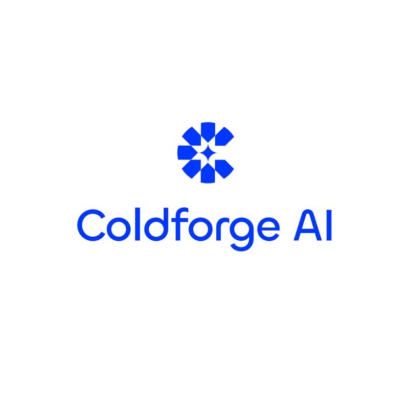 Modern blue geometric logo design for Coldforge AI outbound sales intelligence platform, part of the Draftss portfolio for logo design
